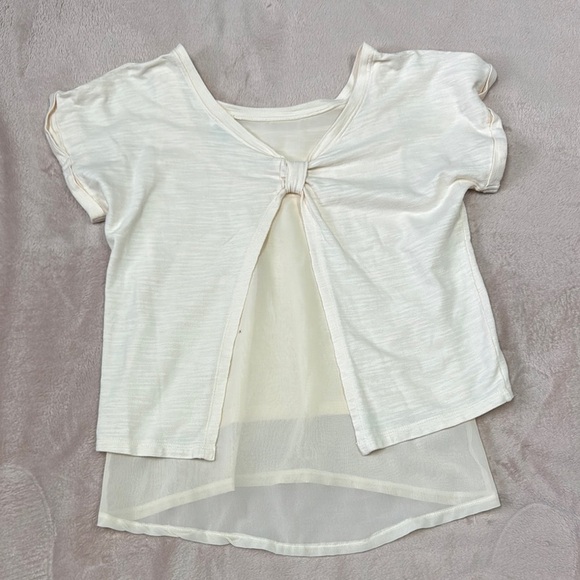 Cream Asymmetrical Tie back Blouse - Picture 1 of 4
